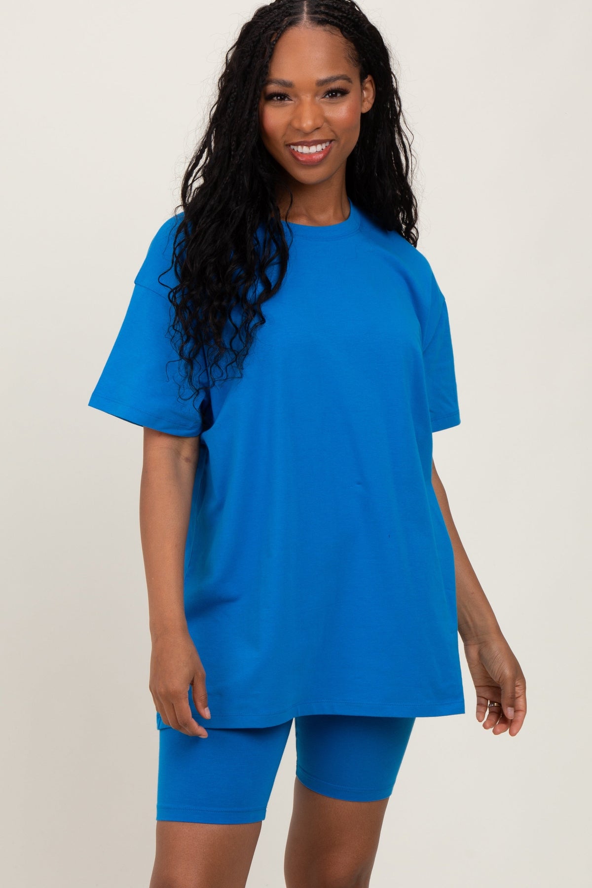 Aqua Biker Shorts Maternity Set