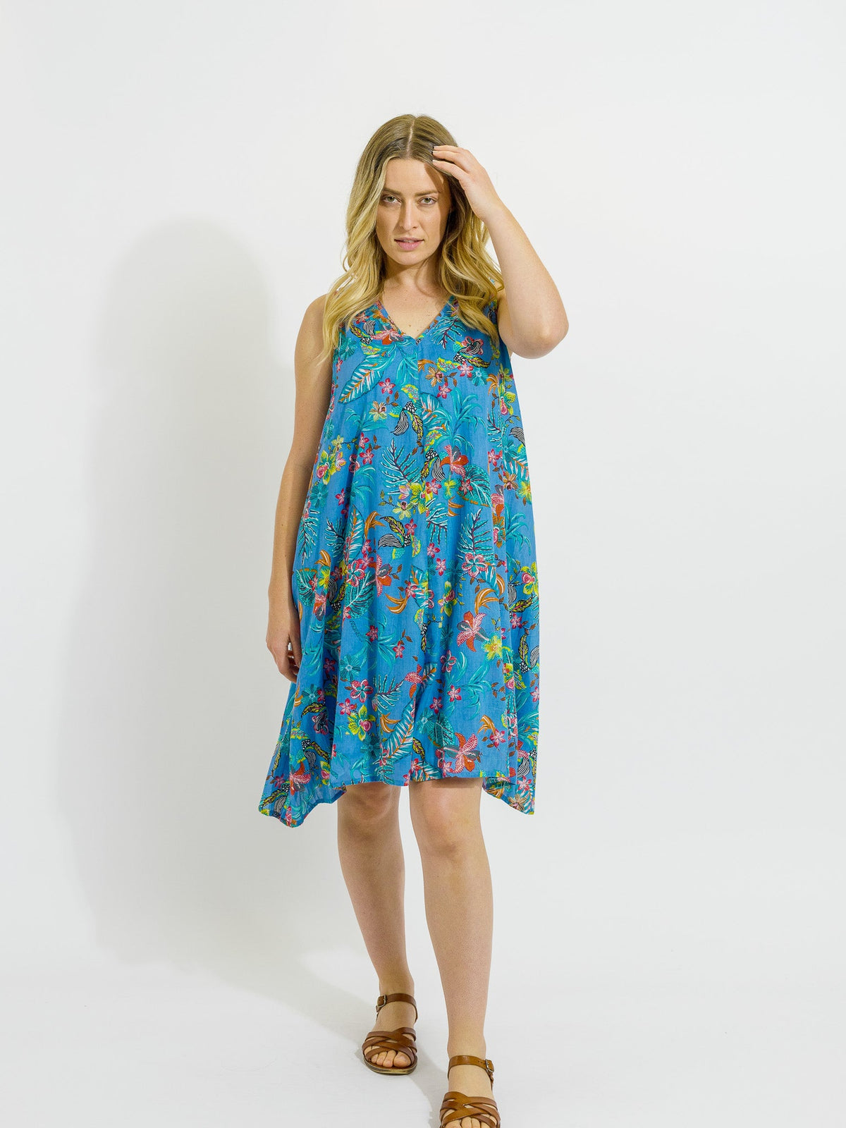Coolum Dress in Blue Garden