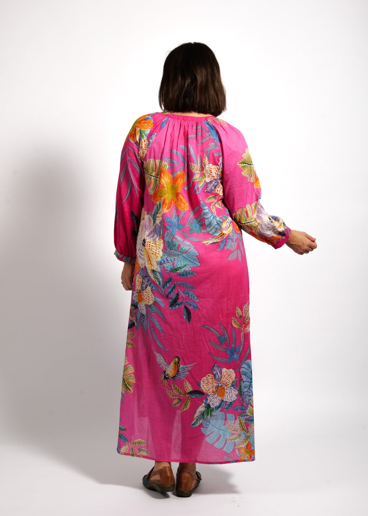 Layla Dress in Pink Birds