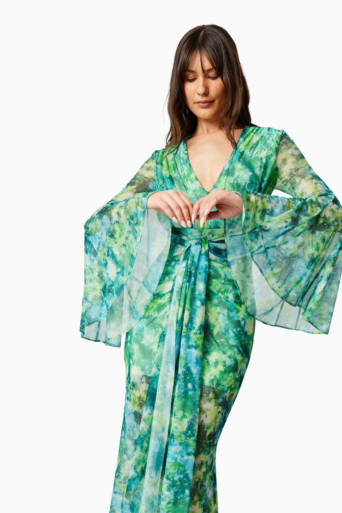 Jonquil Long Sleeve Maxi Dress In Green