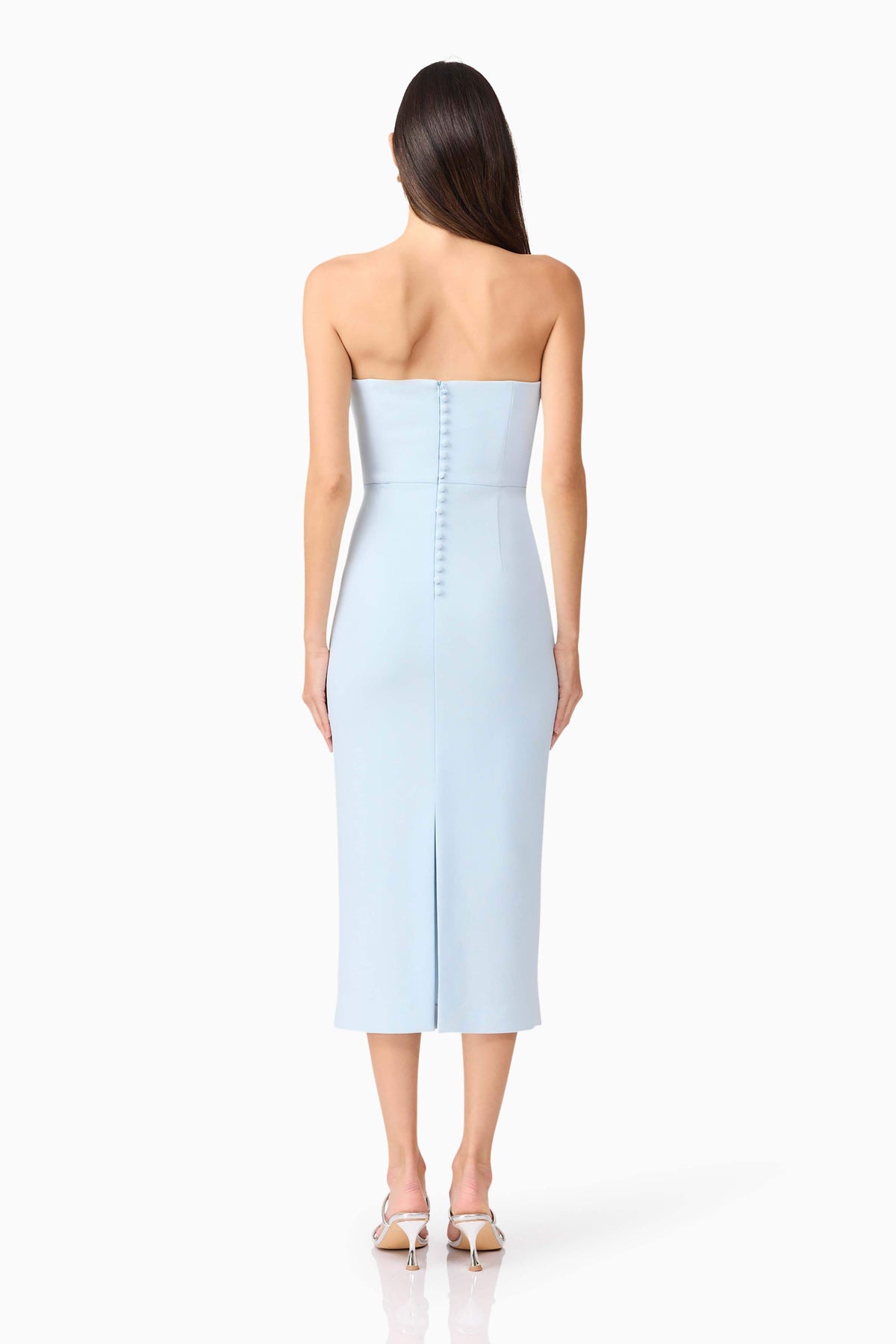 Ami Strapless Midi Dress in Blue