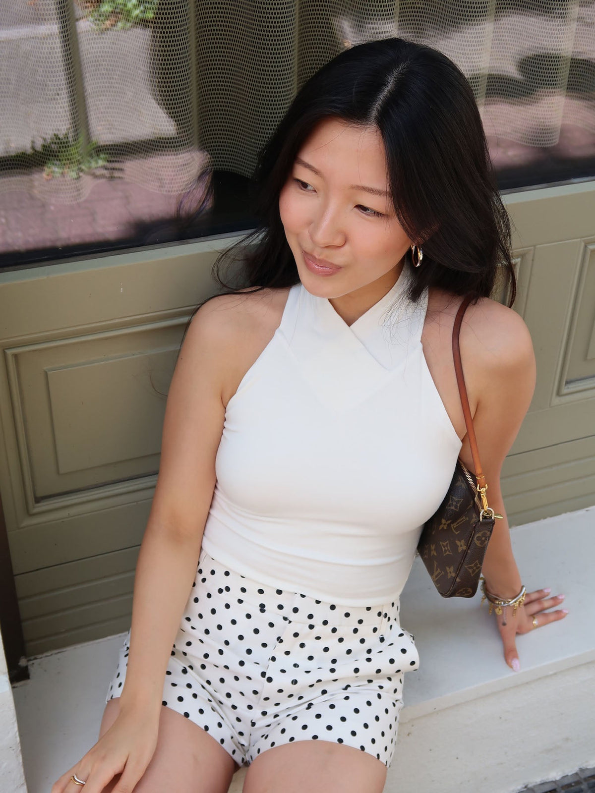 TRACE - Crossneck Top • Creme