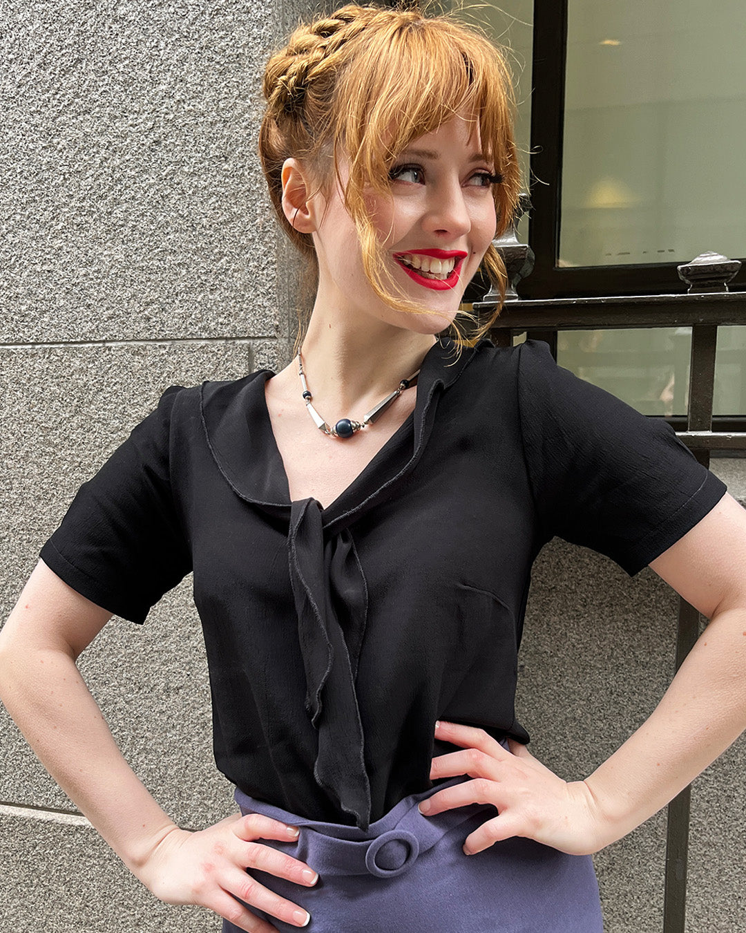 1930s Shawl Blouse - Ebony Black