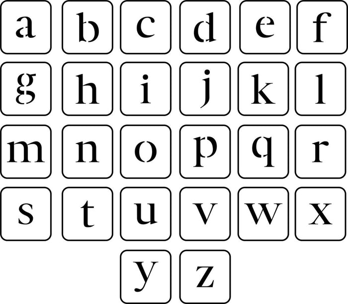 JRV Stencil Lowercase Alphabet
