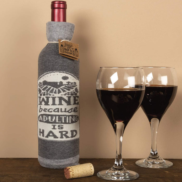 "Wine Because Adulting is Hard" Bottle Sock #100-S173