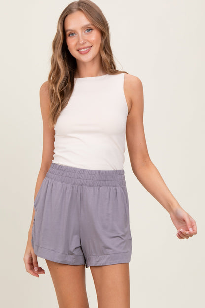 Taupe Basic Rounded Hem Maternity Shorts