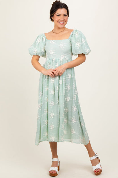Mint Textured Maternity Midi Dress