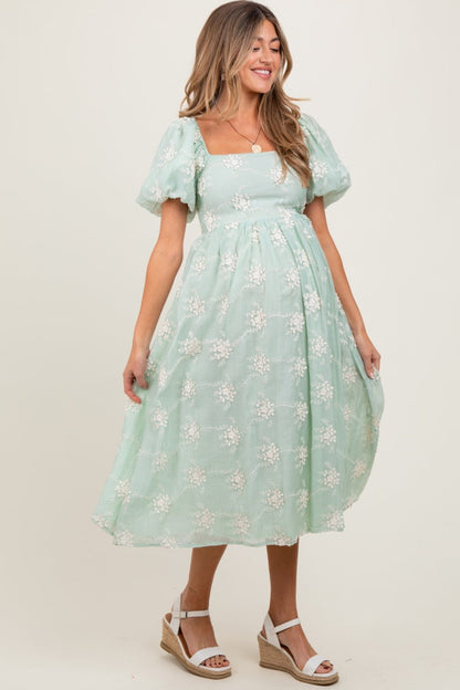 Mint Textured Maternity Midi Dress