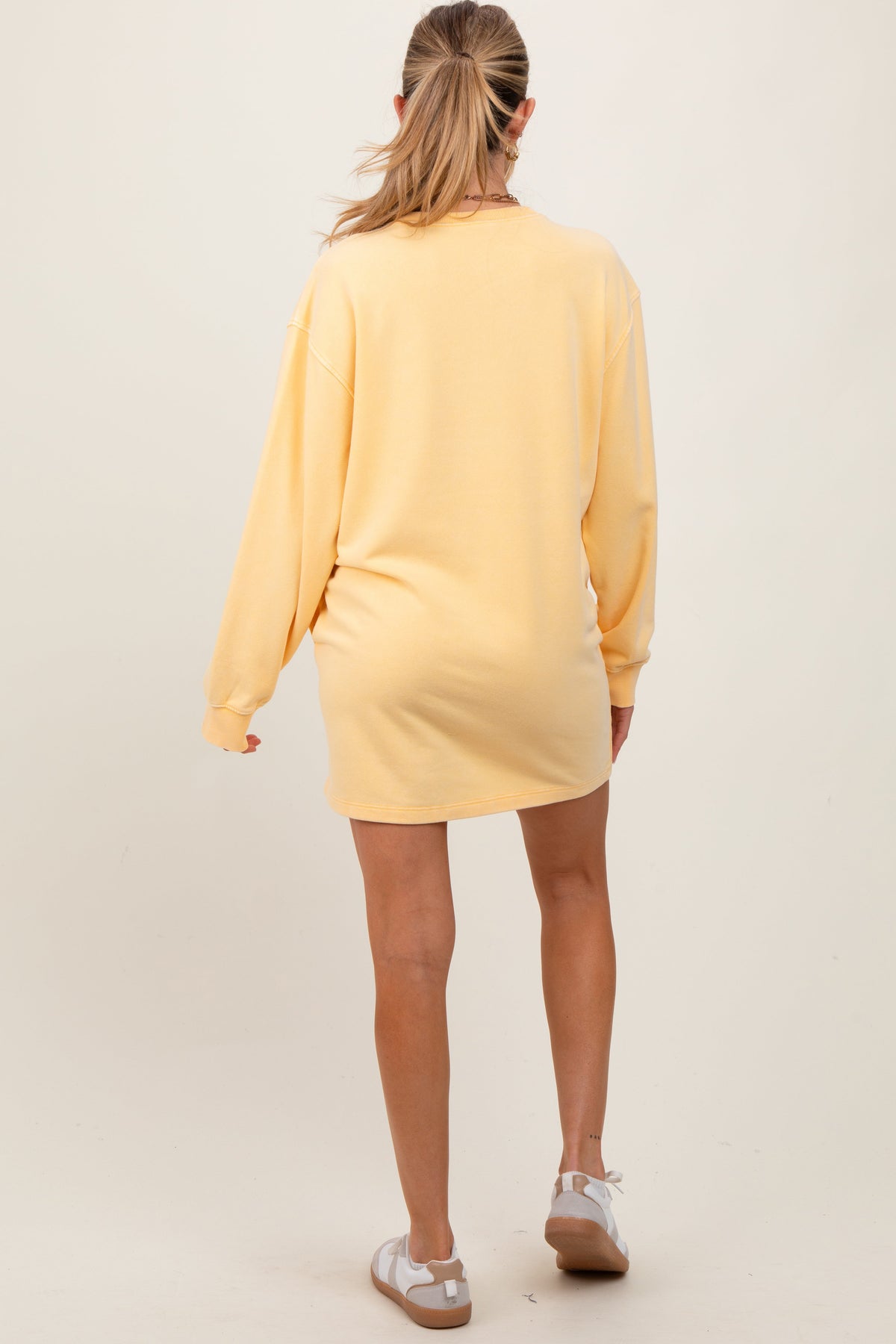 Yellow Long Sleeve Oversized Sweatshirt Maternity Mini Dress