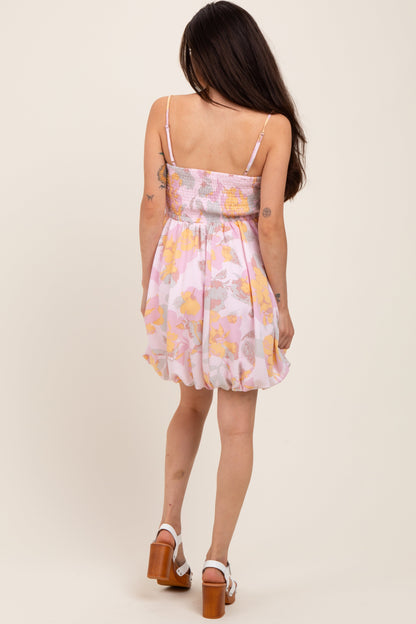 Light Pink Floral Tie Front Maternity Mini Dress
