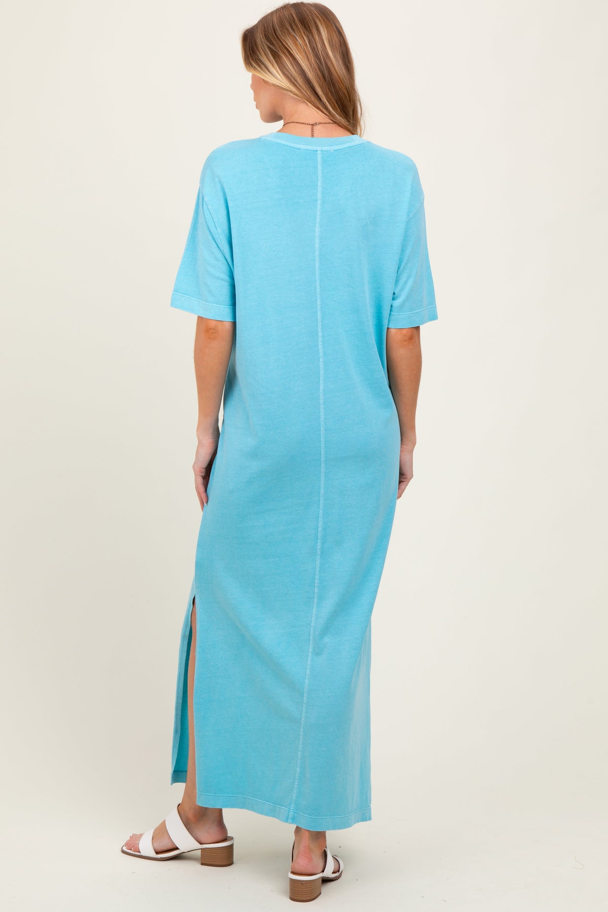 Aqua Short Sleeve Knit T-Shirt Maternity Maxi Dress