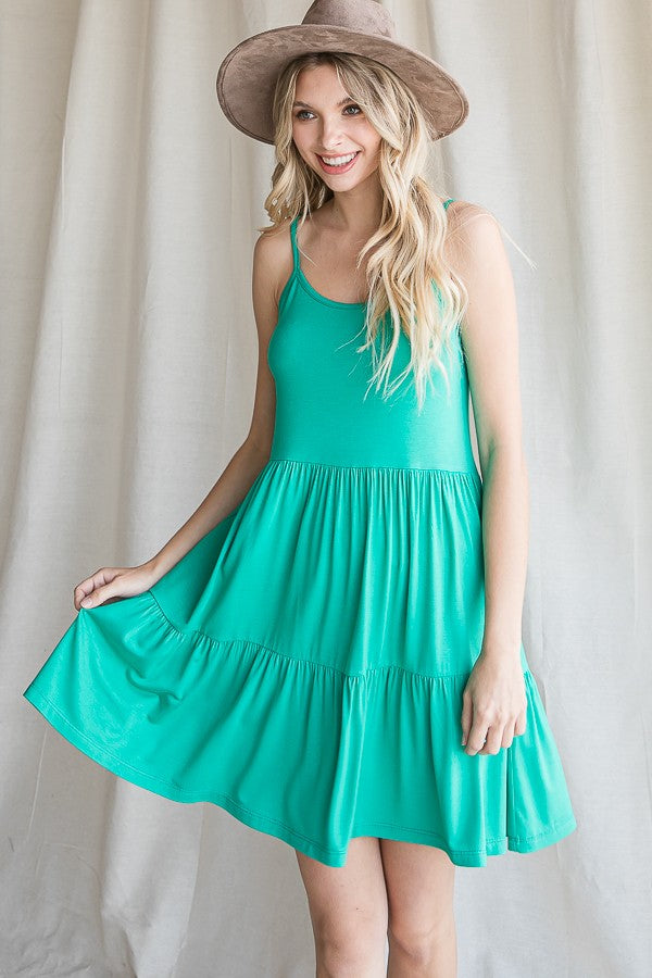 Emerald Green Tiered Maternity Tank Dress