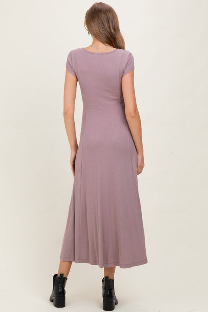 Mauve Button Down Maternity Maxi Dress