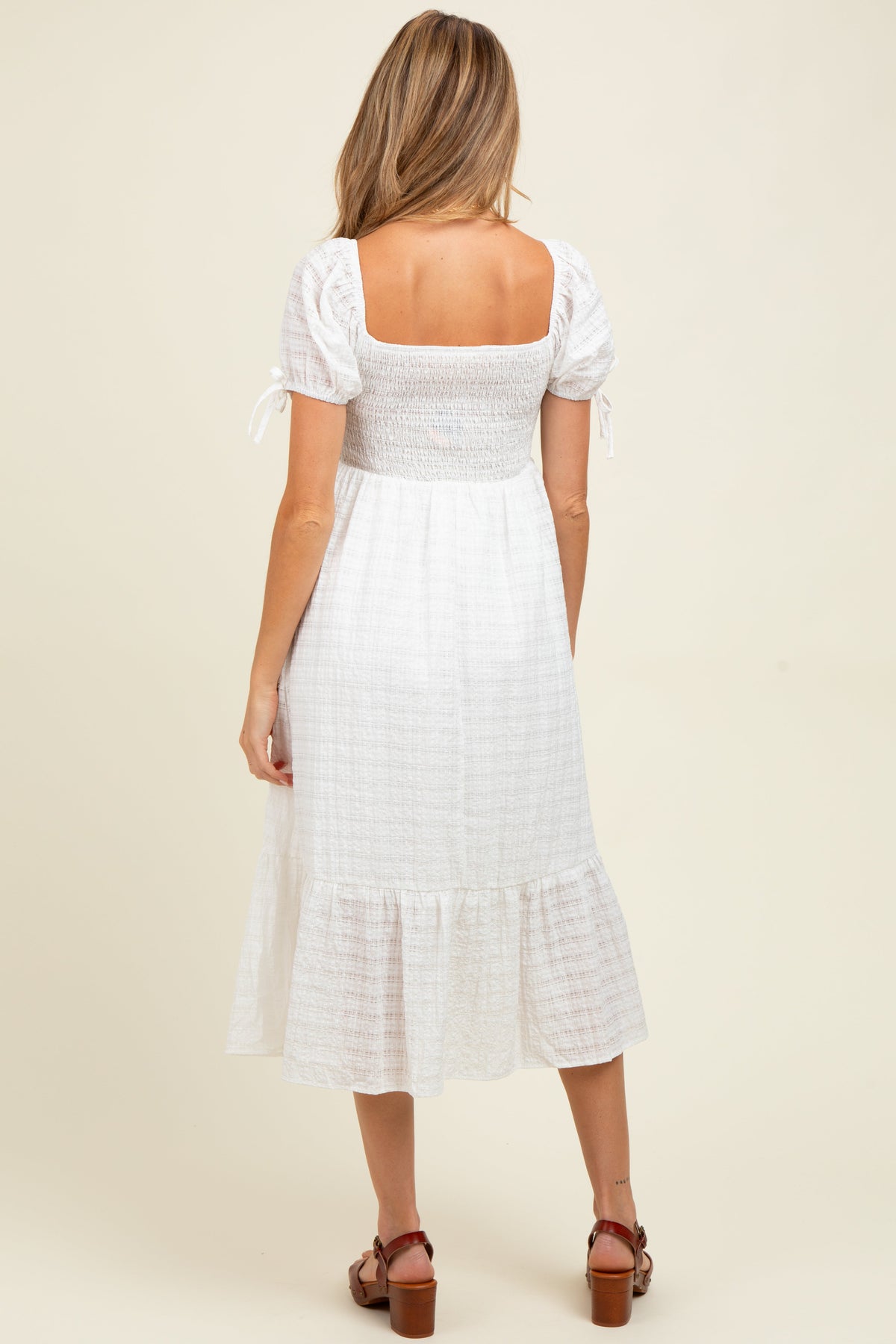 Ivory Solid Sweet Heart Maternity Dress