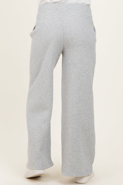 Heather Grey Fleece Wide Leg Maternity Sweatpants
