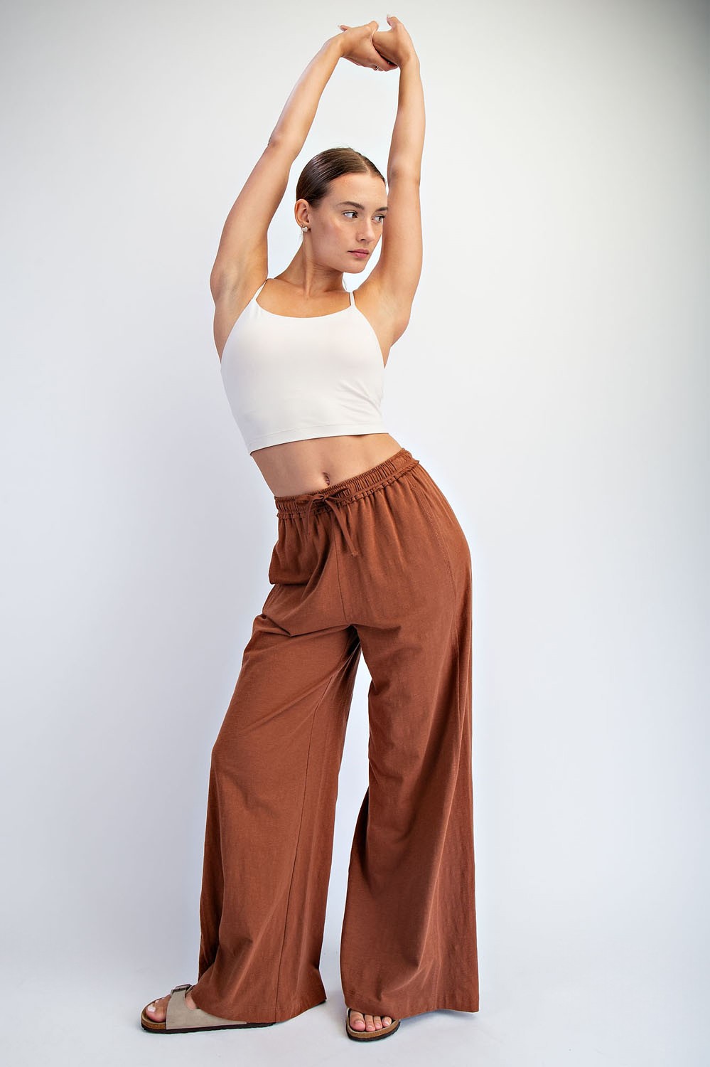 Rust Drawstring Wide Leg Maternity Lounge Pant