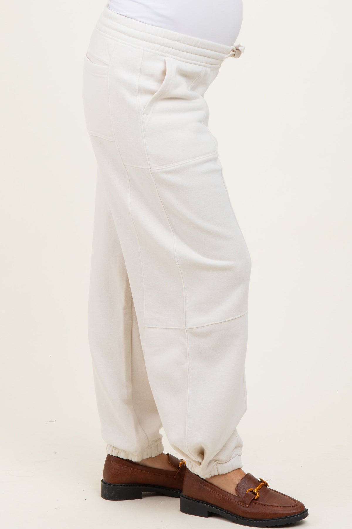 Ivory Multi Seam Fleece Maternity Sweatpants
