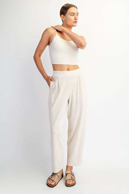Cream Mineral Wash Pleated Maternity Lounge Pants