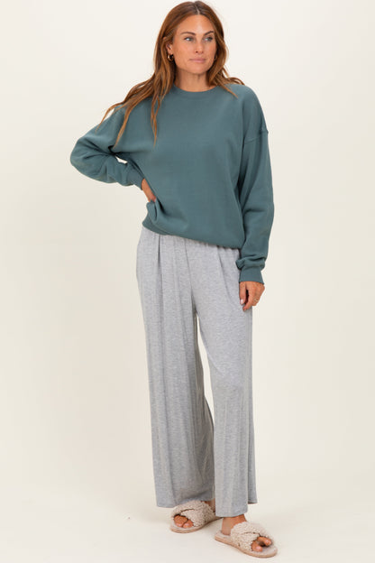 Heather Grey Wide Leg Ankle Maternity Lounge Pants