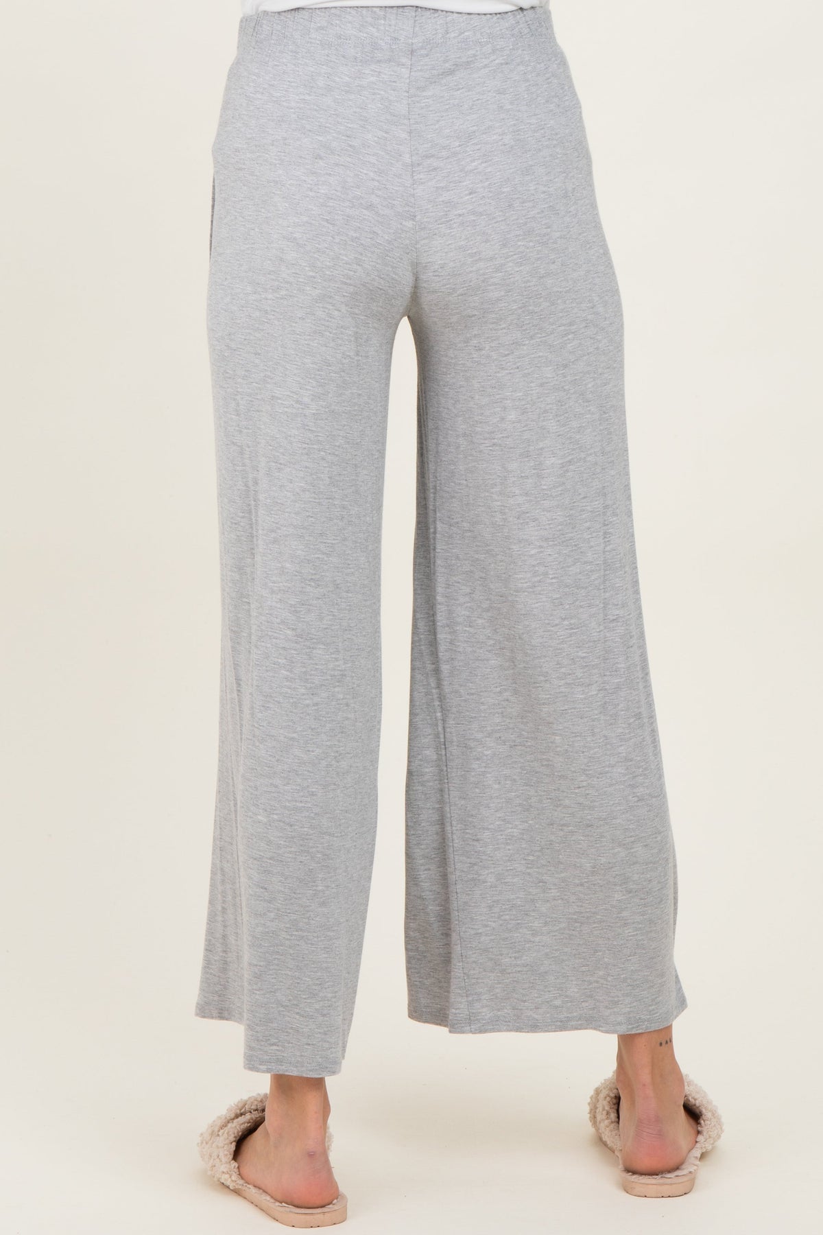 Heather Grey Wide Leg Ankle Maternity Lounge Pants