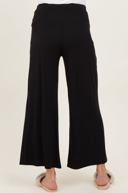 Black Wide Leg Ankle Maternity Lounge Pants