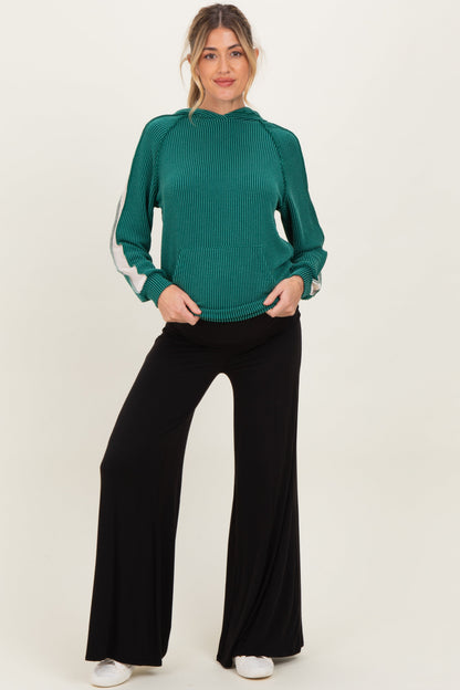 Black Fold Over Waist Maternity Wide Leg Lounge Pants