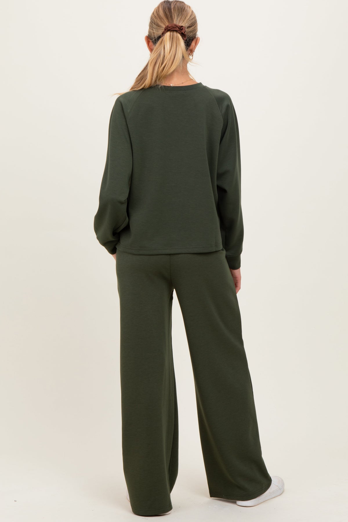 Olive Crewneck Pullover Pant Maternity Set