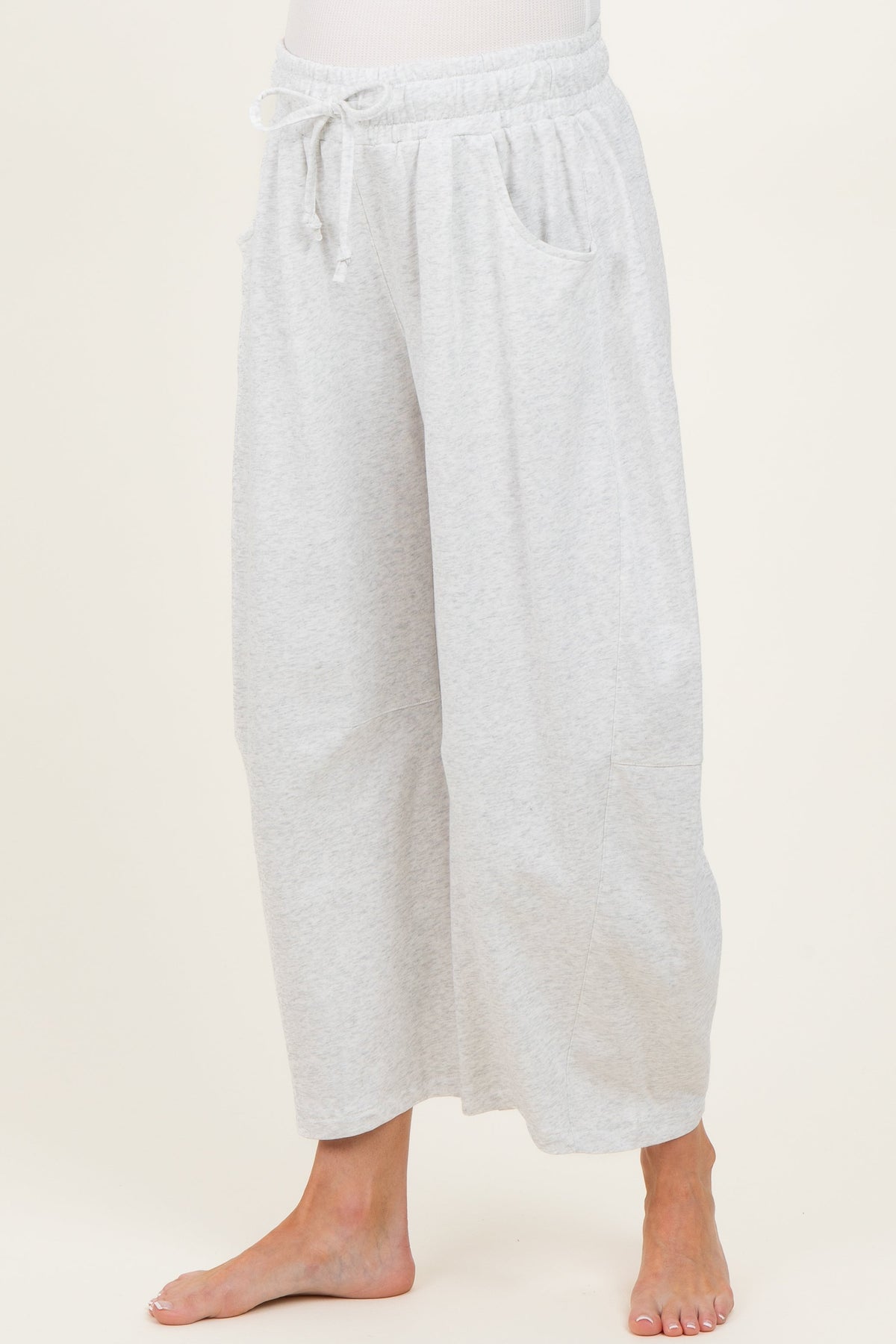 Ivory Barrel Leg Terry Maternity Sweatpants