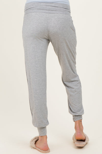 Heather Grey Maternity Band Jogger Pants