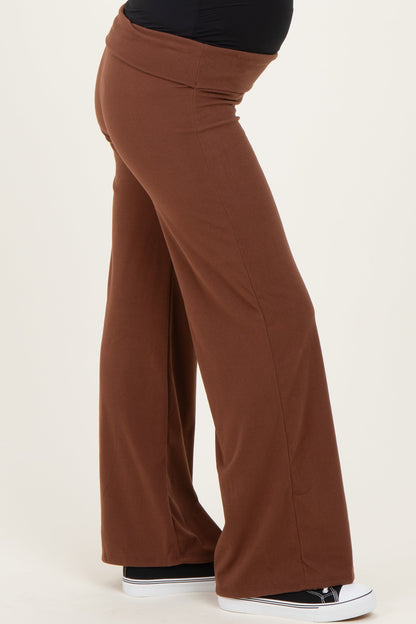 Cocoa Wide Leg Fold Over Maternity Lounge Pants