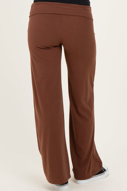 Cocoa Wide Leg Fold Over Maternity Lounge Pants