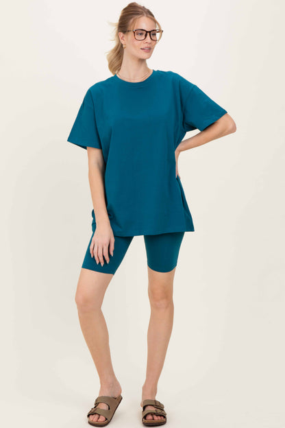 Teal Biker Shorts Maternity Set