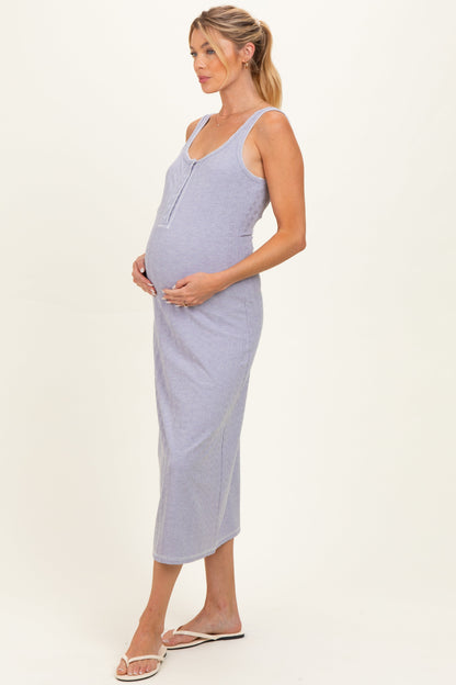 Lavender Cable Knit Sleeveless Maternity Midi Dress