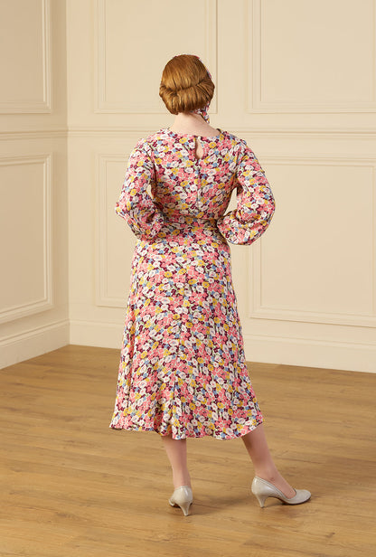 1930s Joanie Bias Cut Dress - Spring Parade