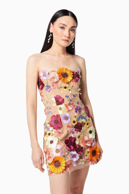 Arabella Strapless Mini Dress In Pink
