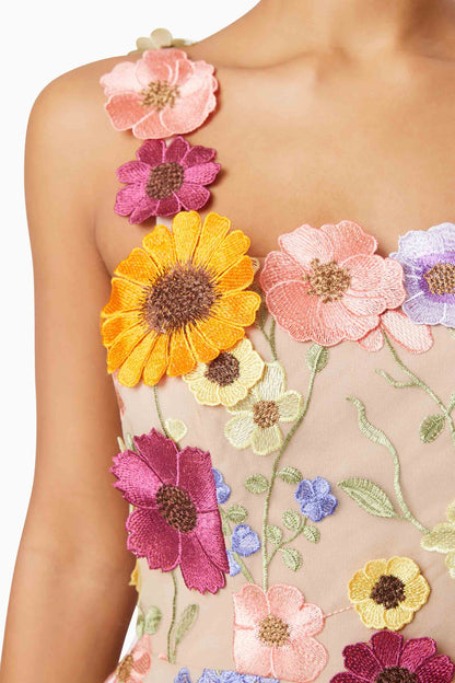 Moana Floral Embellished Mini Dress in Pink