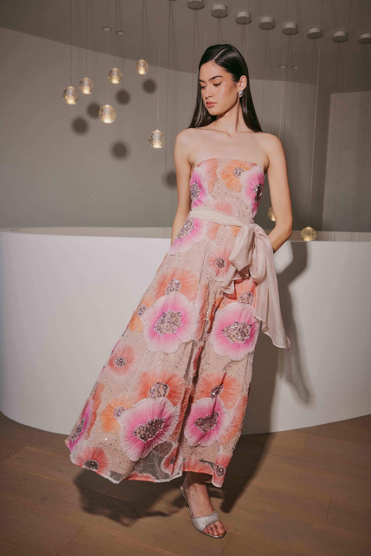 Brittany A-Line Midi Dress in Pink