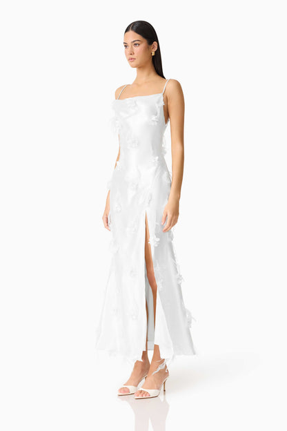 Lunaria Satin Maxi Dress In White