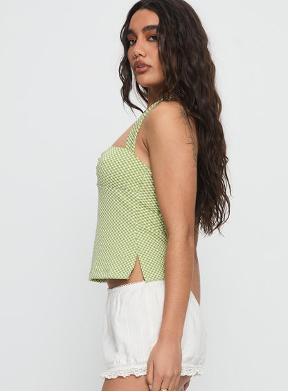 Zaelis Ring Detail Halter Top Green