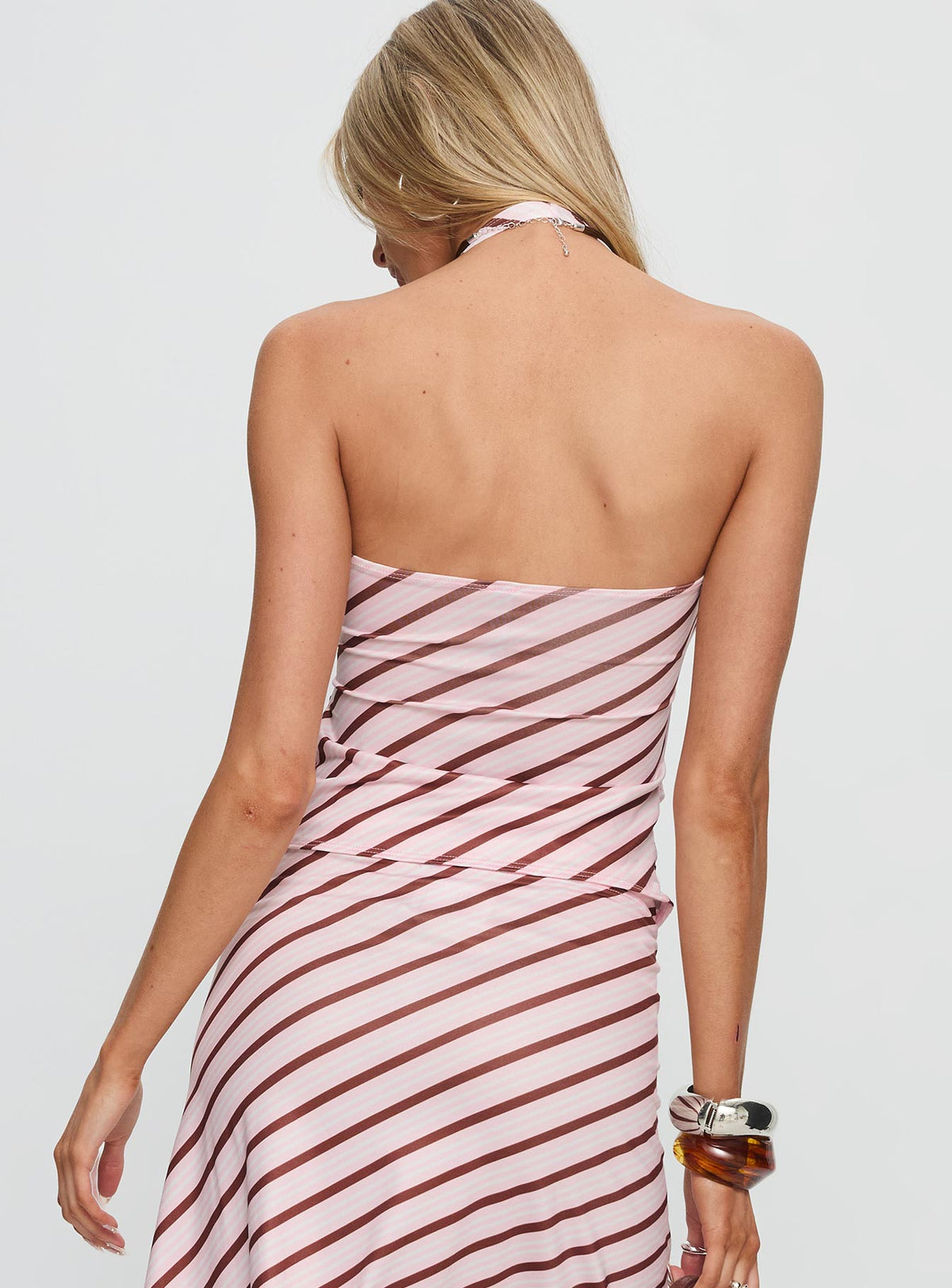 Fayez Top Diagonal Pink Stripe