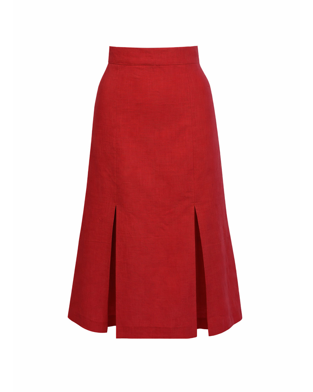 1940s Prim Pleated Skirt - Red Natural Fibre