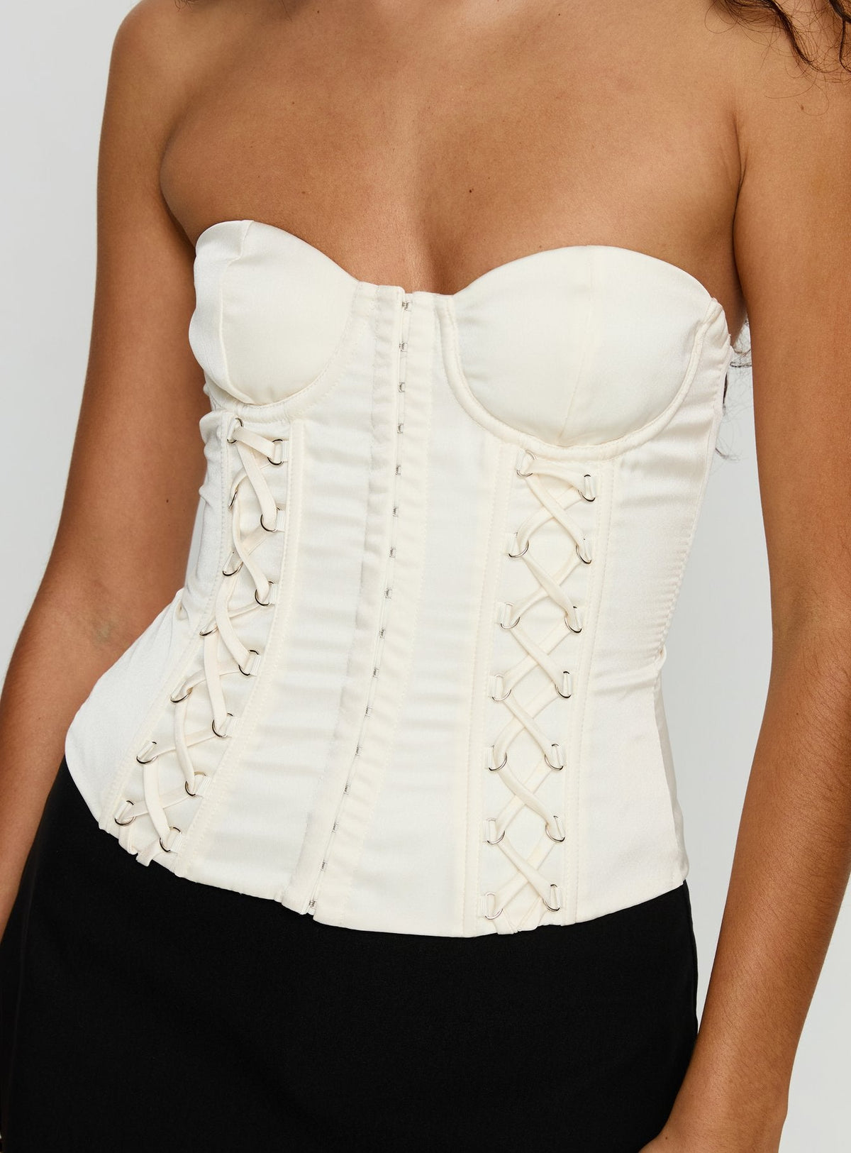 Odella Strapless Corset Top Cream