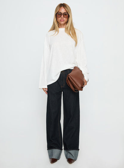 Zaydee Oversized Long Sleeve Top White