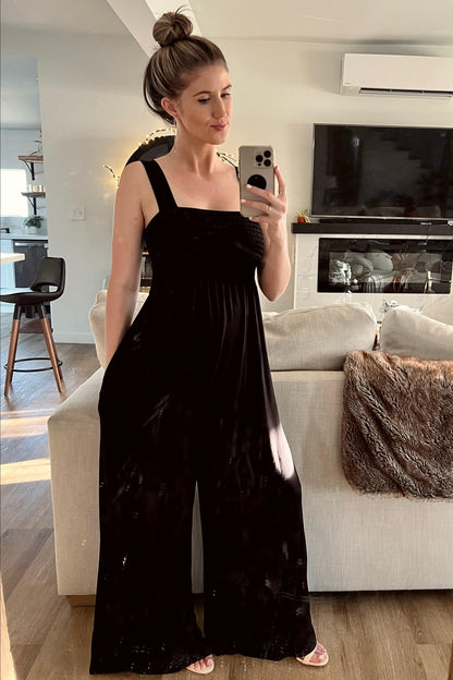 Black Sleeveless Wide Leg Maternity Jumpsuit