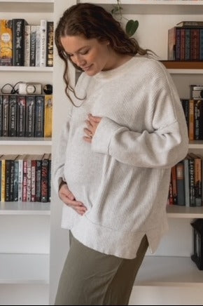 Olive Linen Frayed Hem Crop Maternity Pants
