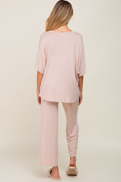 Taupe Cropped Pant Maternity Set