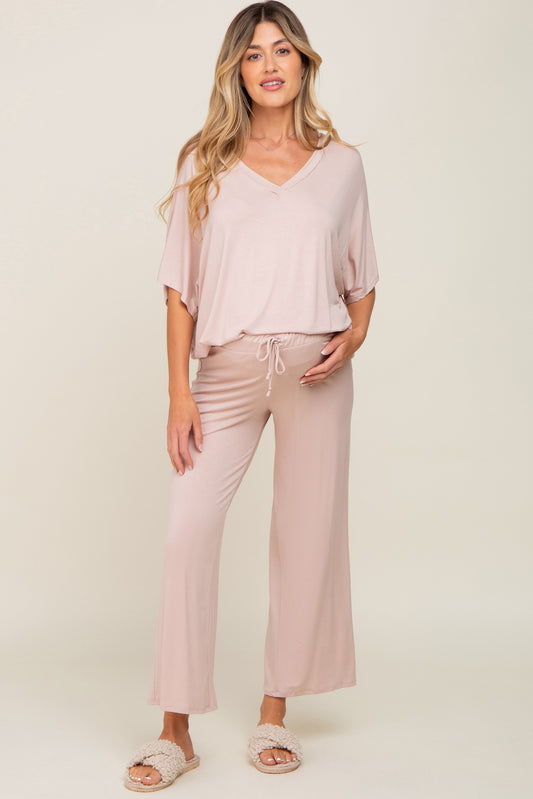 Taupe Cropped Pant Maternity Set