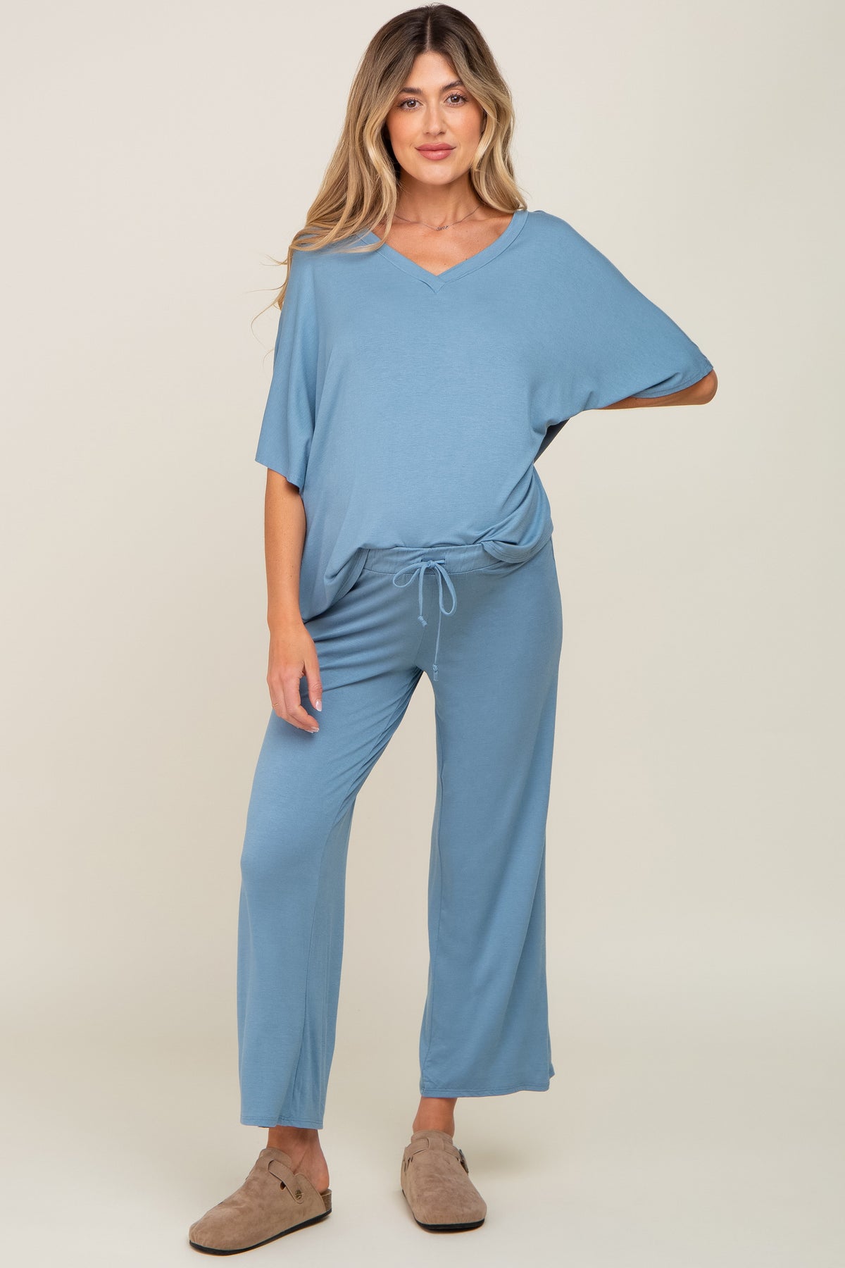Blue Cropped Pant Maternity Set