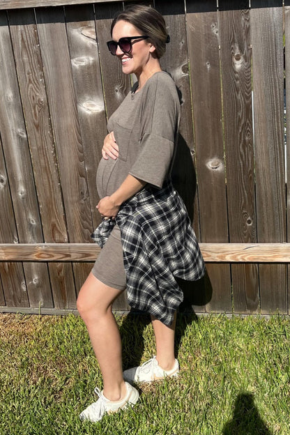Mocha Biker Short Maternity Sleep Set