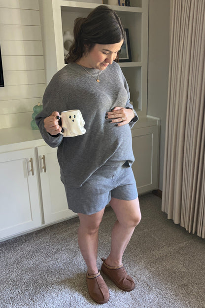 Grey Sweater and Short Maternity Set